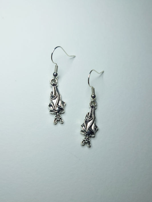 Closed Wing Bat Earrings